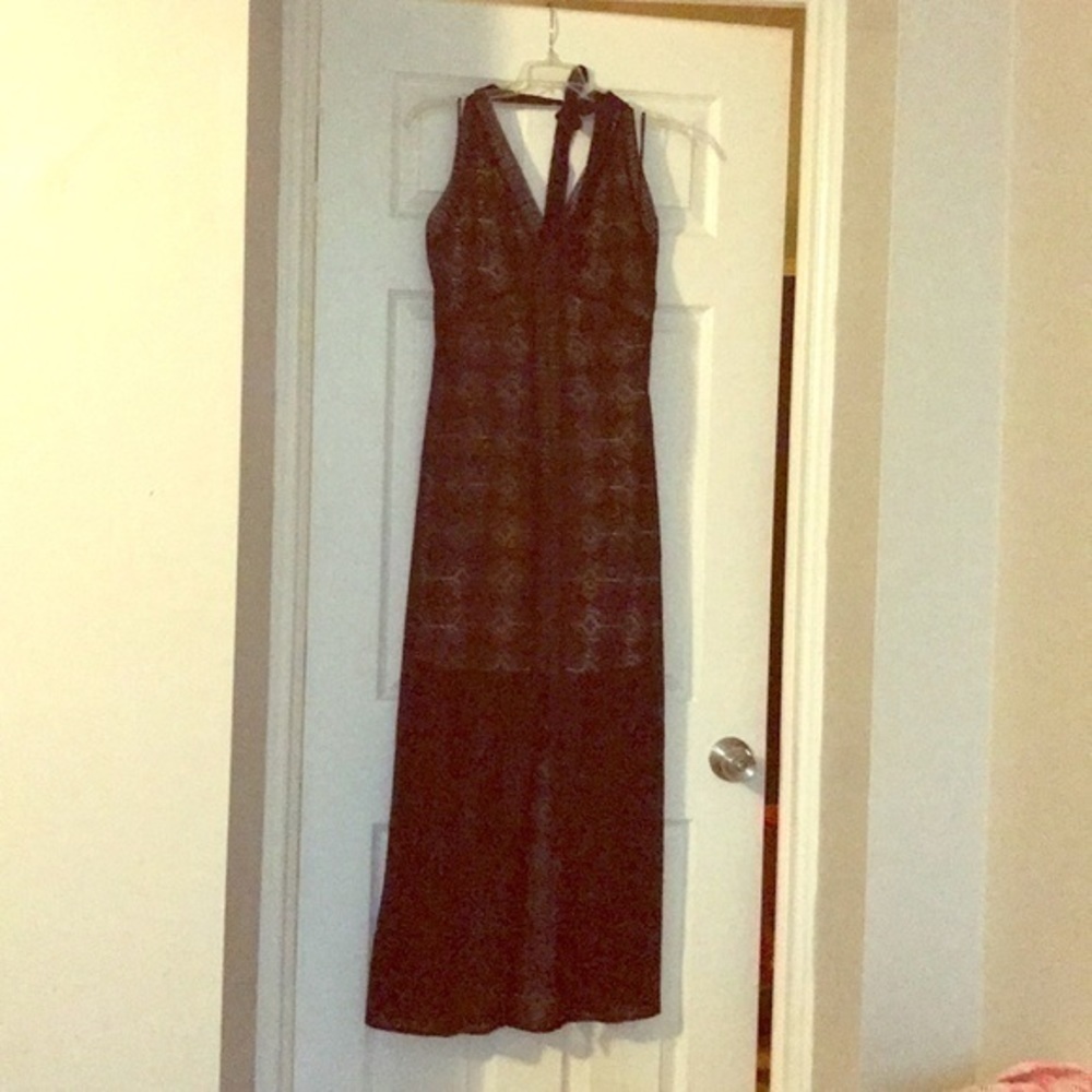 Guess Black‎ and Tan Lace Midi dress size 6